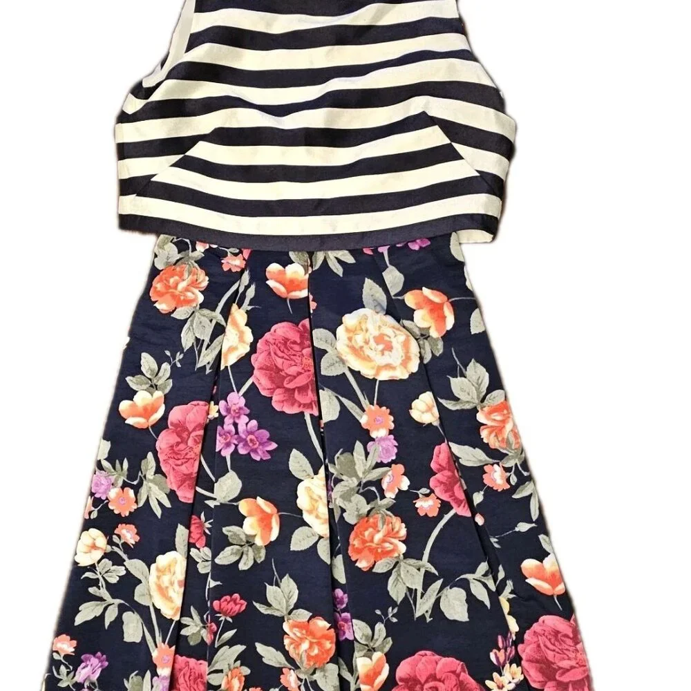 Anthropologie x Moulinette Soeurs Dress stripe floral sleeveless Size 4 - Picture 2 of 9